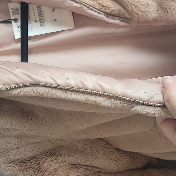 Zara-KIDS-Pink Faux Fur Hooded Coat-Size 9 - Picture 8 of 15